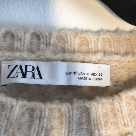 Zara Knit Womens Sweater Size Small Pearls Cropped Pullover - Picture 3 of 5